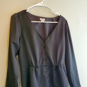 J Crew black v-neck blouse formal office peplum dinner date fit and flare